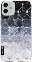 Casetastic Apple iPhone 12 / iPhone 12 Pro Hoesje - Softcover Hoesje met Design - Blue Hexagon Diamonds Print
