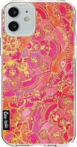 Casetastic Apple iPhone 12 / iPhone 12 Pro Hoesje - Softcover Hoesje met Design - Hot Pink Barroque Print