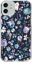 Casetastic Apple iPhone 12 / iPhone 12 Pro Hoesje - Softcover Hoesje met Design - Flowers Navy Print