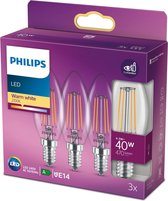Philips energiezuinige LED Kaars Transparant - 40 W - E14 - warmwit licht - 3 stuks - Bespaar op energiekosten