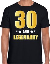 30 and legendary verjaardag cadeau t-shirt / shirt - zwart - gouden en witte letters - voor heren - 30 jaar verjaardag kado shirt / outfit XL