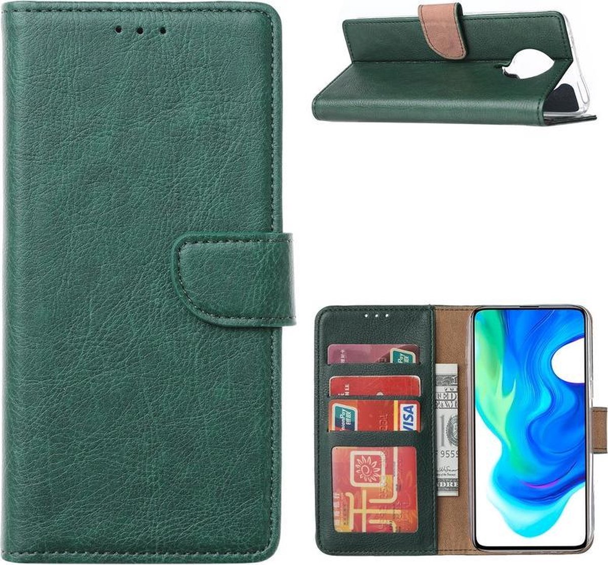 Bookcase Geschikt voor: Xiaomi Poco F2 Pro / Redmi K30 Pro - Groen - portemonnee hoesje