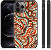 Back Case Siliconen Hoesje Geschikt voor iPhone 12 Pro Max Smartphone Hoesje met Zwarte rand Retro