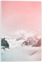 Forex - Wolken in de Bergen met Roze Lucht - 40x60cm Foto op Forex