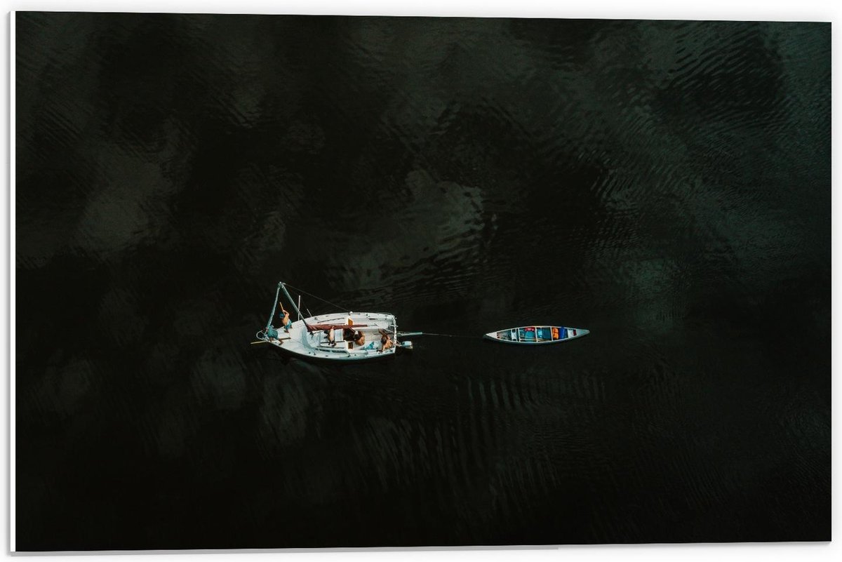 KuijsFotoprint Forex - Twee Bootjes op het Water - 60x40cm Foto op Forex Blauw