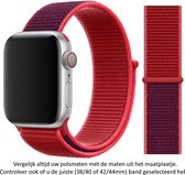 Rode Nylon Horloge Band Geschikt voor Apple Watch 1, 2, 3, 4, 5, 6, SE & Nike+, 38mm & 40mm "Vrouwenbreedte" Series - Zacht Geweven Nylon - 38 mm en 40 mm - Rood