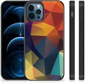 Doorzichtig Hoesje iPhone 12 Pro | 12 (6.1") Siliconen Back Cover met Zwarte rand Polygon Color