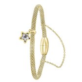 Donna Mae - Stalen armband mesh goldplated ster met kristal