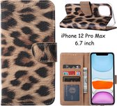 Hoesje Geschikt voor iPhone 12 Pro Max Hoesje Luipaard print Bookcase