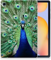 Tablet Hoes Geschikt voor Samsung Galaxy Tab S6 Lite | Tab S6 Lite 2022 TPU Siliconen Hoesje Pauw met transparant zijkanten