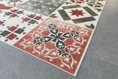 JYG Vloerkleed Hamburg - Keukenloper - Keukenmat - Vinyl - Vintage - 60x500cm - Rood - Beige