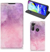Joli étui pour téléphone Motorola Moto G8 Power Bookcase Cover Pink Purple Paint
