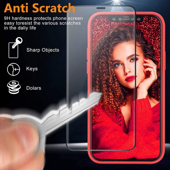 Backcover Hoesje Geschikt Voor: 12 Pro Liquid Silicone rubberen hoesje + 2X volledige Tempered screenprotector - Rood