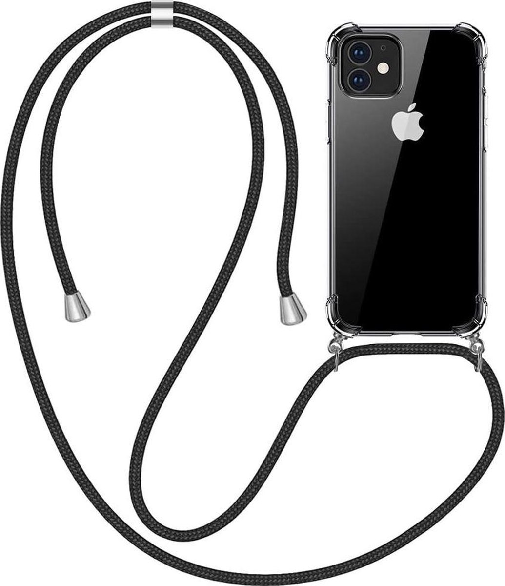 Telefoonhoesje Geschikt voor: iPhone 12 Pro met koord - Kettinghoesje - Anti Shock - Transparant TPU - Draagriem voor Schouder / Nek - Schouder tas - ZT Accessoires - ZT Accessoires