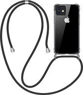 iPhone 12 Pro Telefoonhoesje met koord - Kettinghoesje - Anti Shock - Transparant TPU - Draagriem voor Schouder / Nek - Schouder tas - ZT Accessoires