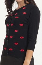 Voodoo Vixen Cardigan -XL- Faith Kiss Kusjes, lippen Zwart