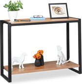 Relaxdays sidetable 2 planken - haltafel metaal - wandtafel woonkamer - consoletafel zwart