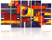 Schilderij , Abstracte Tulp  ,4 maten , 5 luik , multikleur , wanddecoratie , Premium print , XXL