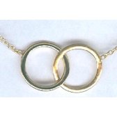 Twice As Nice Halsketting in 18kt verguld zilver, 2 cirkels  40 cm+5 cm