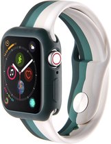 Apple watch 4|5|6 bandje 38mm - 40mm small siliconen groen - grijs -wit Watchbands-shop.nl