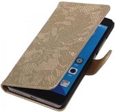 Lace Bookstyle Wallet Case Hoesjes voor Sony Xperia E3 D2203 Goud