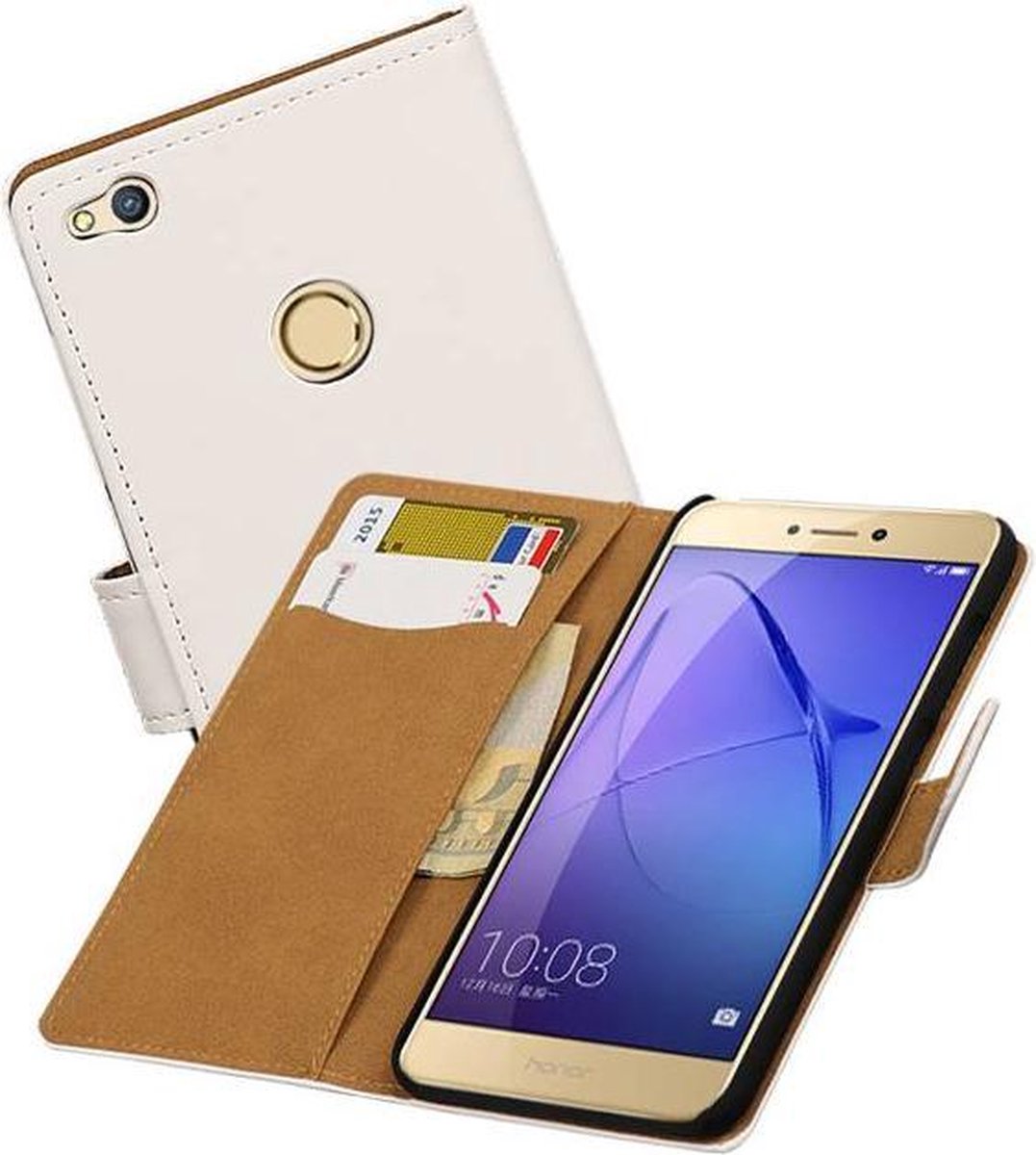 Effen Bookstyle Hoes Geschikt voor Huawei P8 Lite 2017 Wit