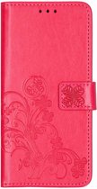 Klavertje Bloemen Booktype Huawei Mate 20 Pro hoesje - Roze
