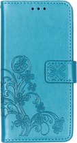 Klavertje Bloemen Booktype Samsung Galaxy A10 hoesje - Turquoise