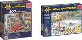 Jan van Haasteren - Puzzelset - Brand Meester 500 stukjes & Bijna Klaar? 1000 stukjes