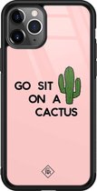 iPhone 11 Pro Max hoesje glass - Go sit on a cactus | Apple iPhone 11 Pro Max  case | Hardcase backcover zwart