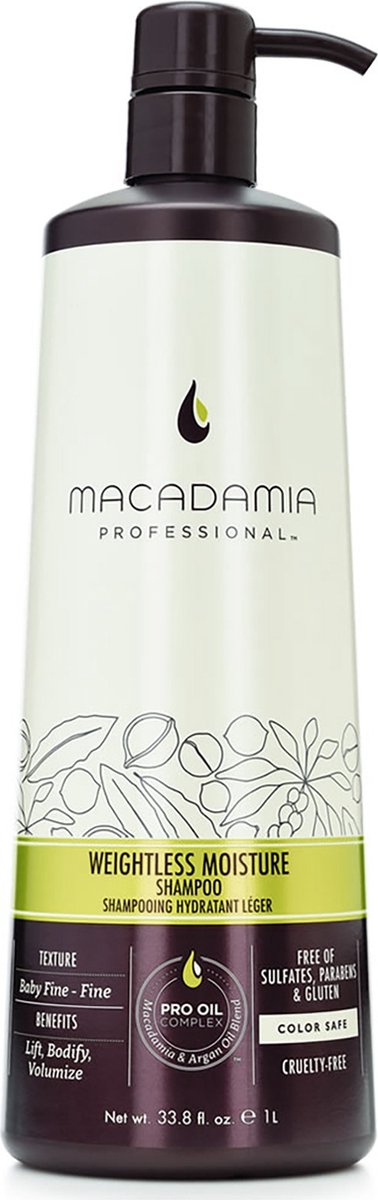 Macadamia Weightless Repair Shampoo-1000ml - vrouwen - Voor Fijn en slap haar