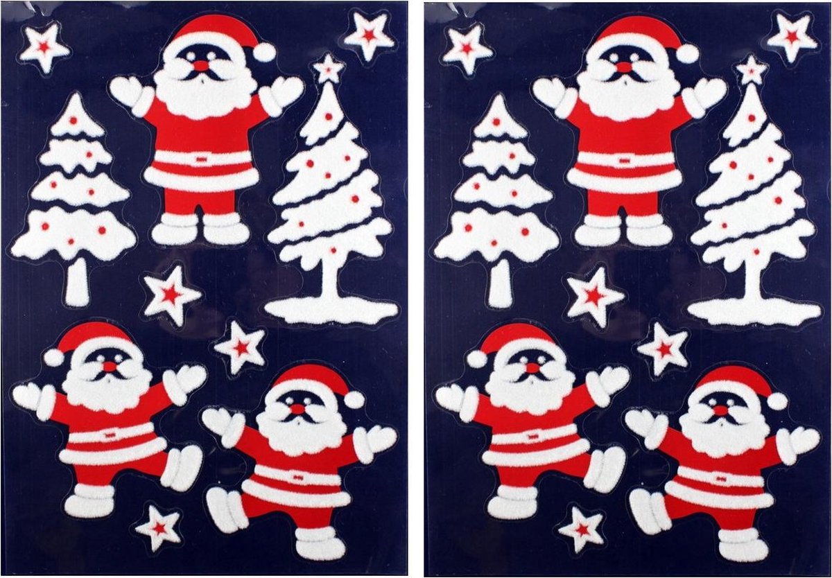Afbeelding van product Bellatio Decorations  2x Velletje kerst raamversiering kerstmannetjes raamstickers 28,5 x 40 cm