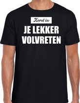 Kerst is: je lekker volvreten Kerstshirt / Kerst t-shirt zwart voor heren - Kerstkleding / Christmas outfit L