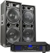 DJ geluidsinstallatie met Bluetooth - MAX212 DJ luidsprekers + Bluetooth versterker combinatie - 2800W