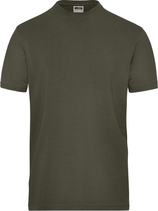James and Nicholson Heren Organisch Katoenen Stretch T-Shirt (Olijf)