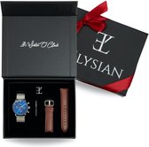 Elysian - Horloge Geschenkset mannen - Zilver mesh horloge geschenkdoos met klassiek bruin leren horlogebandje - Roestvrij Staal - Valentijn cadeau man