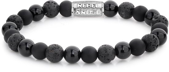 Rebel&Rose armband - Black Rocks - 8mm