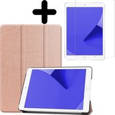 Hoes Geschikt voor iPad 10.2 2019/2020 Hoes Luxe Hoesje Book Case Met Screenprotector - Hoesje Geschikt voor iPad 7/8 Hoes Cover - Rosé goud