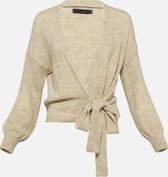 LOLALIZA Cache-coeur cardigan met strik - Beige - Maat L/XL