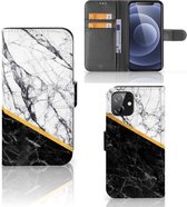 Mobiel Case iPhone 12 | 12 Pro (6.1") GSM Hoesje Marble White Black