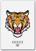 Canvas Experts Schilderij Doek Met Exclusieve Gucci Tijger Maat 100x70CM *ALLEEN DOEK MET WITTE RANDEN* Wanddecoratie | Poster | Wall Art | Canvas Doek |muur Decoratie |