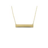 Lucardi Dames Ketting met hanger bar - 14 karaat goud - Ketting - Cadeau - 45 cm - Geelgoud