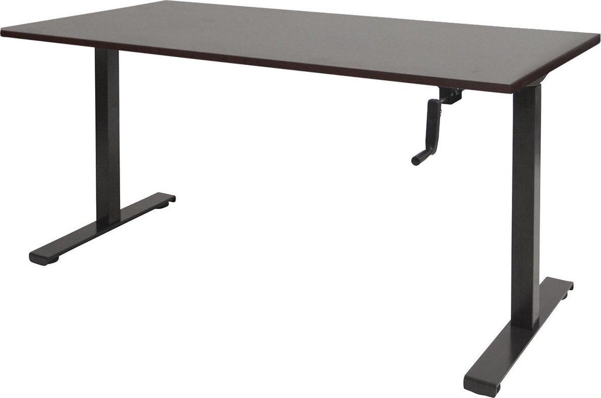 RoomForTheNew Bureau Heathrow Slinger-Desk - Zit sta Bureau - Zit sta Bureau Elektrisch - Gaming Bureau - Game Bureau - Verstelbaar Bureau - standing Desk - slinger bureau--Logan eiken blad-Zwart  onderstel- 140x80
