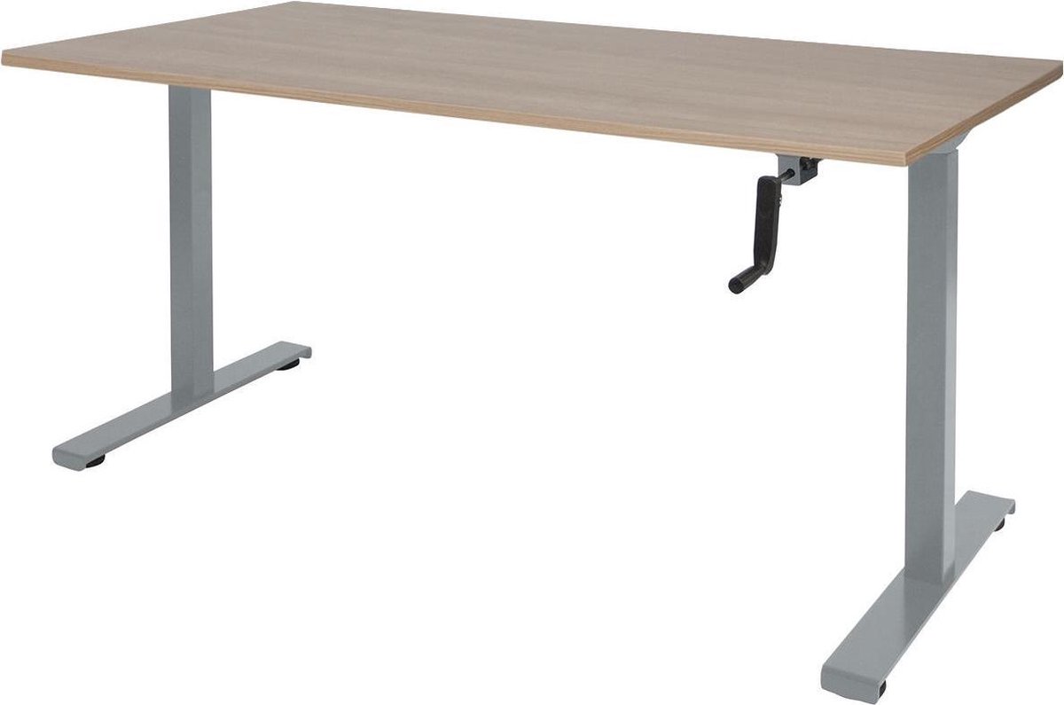 RoomForTheNew Bureau Heathrow Slinger-Desk - Zit sta Bureau - Zit sta Bureau Elektrisch - Gaming Bureau - Game Bureau - Verstelbaar Bureau - standing Desk - slinger bureau--Havana blad-Aluminium  onderstel- 120x80
