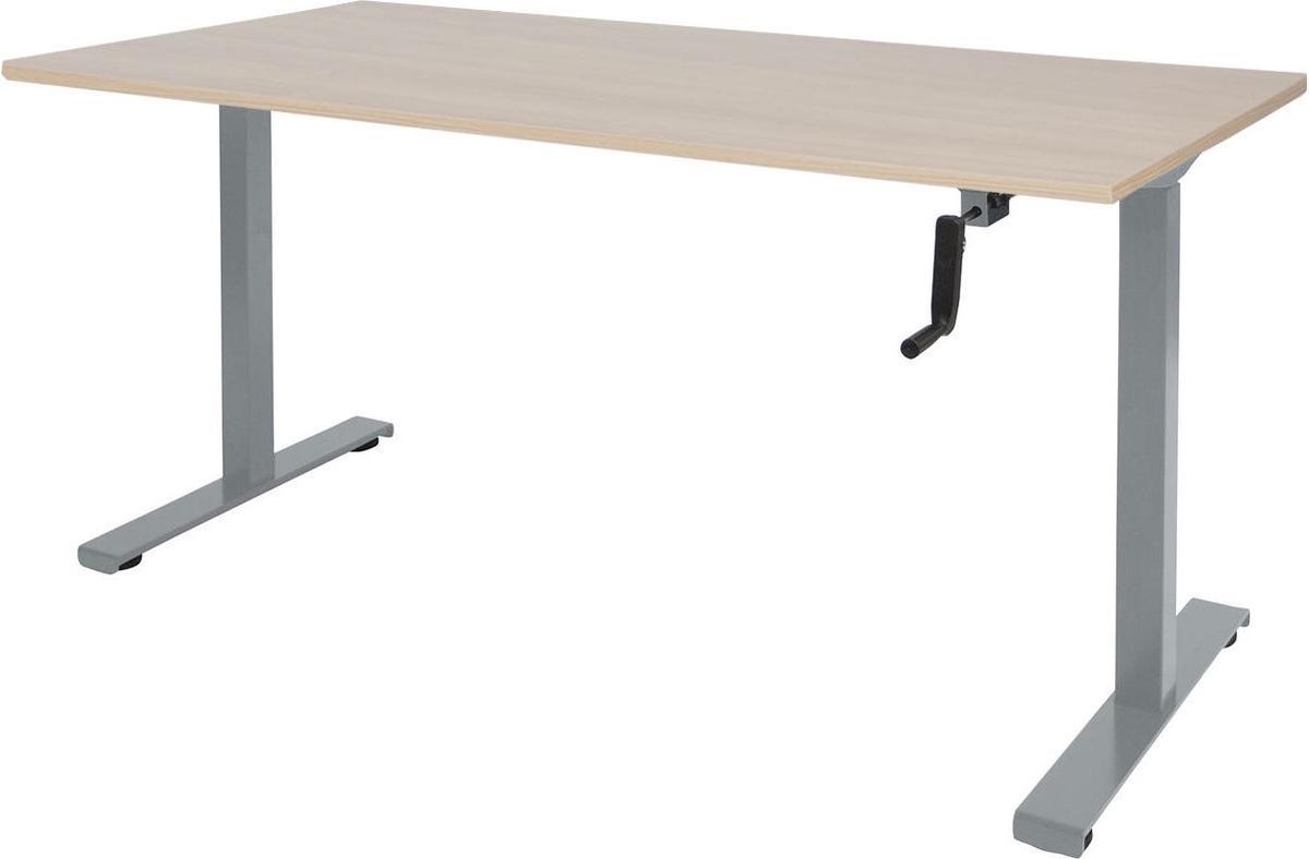 RoomForTheNew Bureau Heathrow Slinger-Desk - Zit sta Bureau - Zit sta Bureau Elektrisch - Gaming Bureau - Game Bureau - Verstelbaar Bureau - standing Desk - slinger bureau--Lindberg eiken blad-Aluminium  onderstel- 120x80