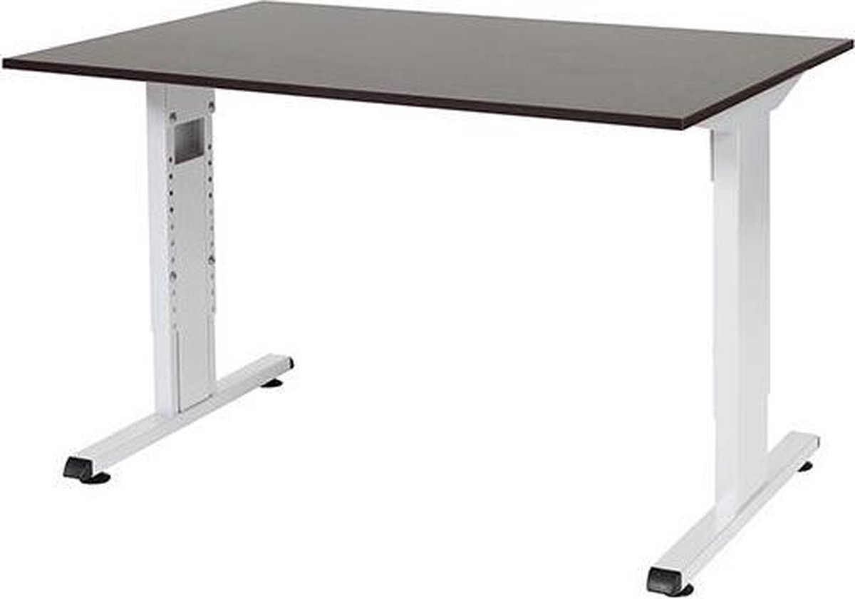 RoomForTheNew Bureau Schiphol Normal-Bureau - Bureautafel - Gaming bureau - Game bureau - Computertafel - Desk - Bureau wit - Verstelbaar bureau - Gaming Desk - Bureau tafel - Bureau verstelbaar--Logan eiken blad-Wit  onderstel- 120x80