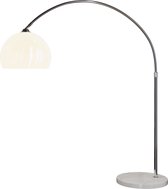 Retro design Booglamp - Staande Vloerlamp - Zilver - Opaalwit