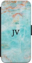 iPhone 7/8 bookcase leer hoesje - Turquoise marmer