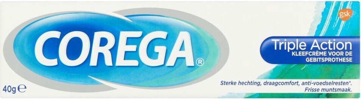 Goedkoopste 3x Corega Kleefcrème Triple Action Kunstgebitverzorging 40 gr