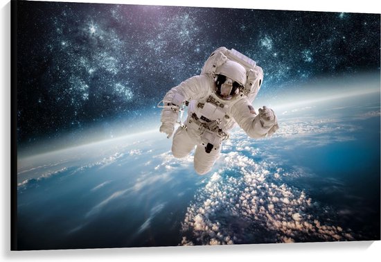 Canvas  - Astronaut in de Ruimte - 120x80cm Foto op Canvas Schilderij (Wanddecoratie op Canvas)